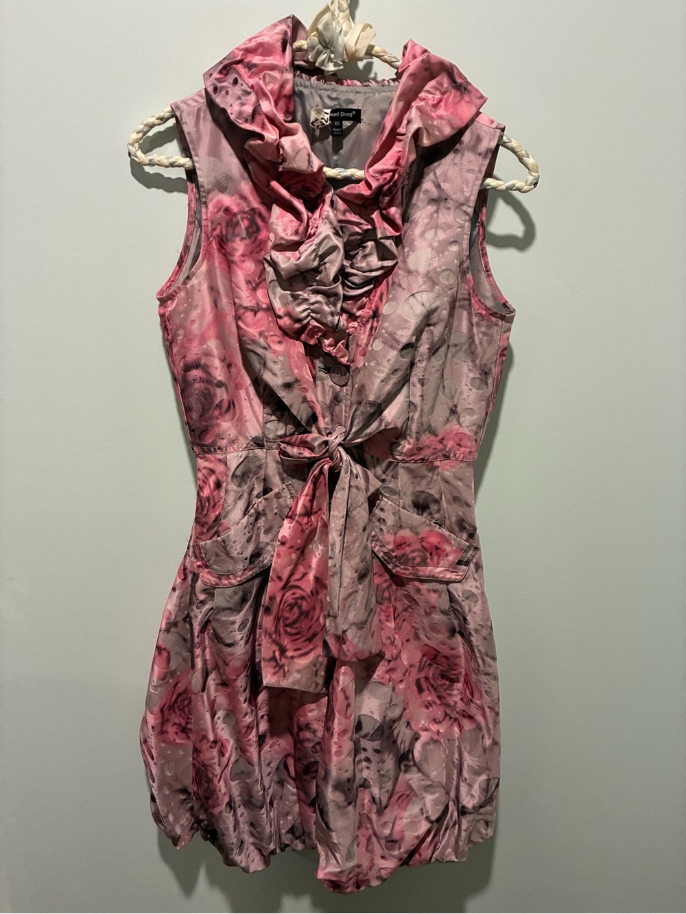 Samuel Dong Designer Classic Mini Bubble Pink Floral Dress Size XS